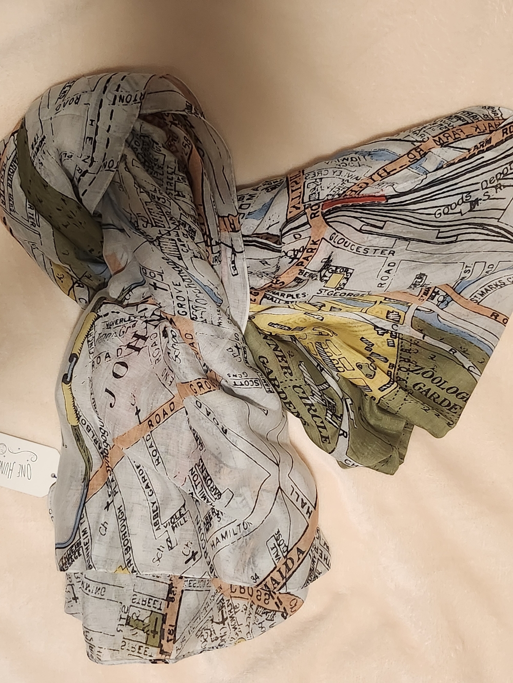 One Hundred Stars London Map Scarf Vintage Style Wrap - Picture 3 of 9